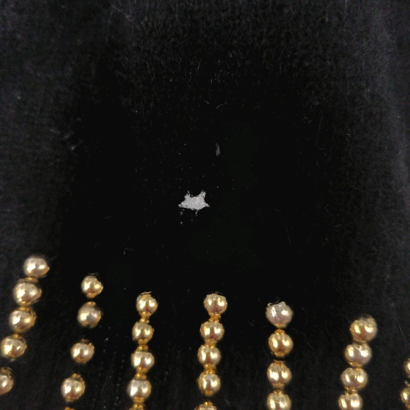 Vintage Lambs Wool Angora Rabbit Gold Beaded Sweater Floral Design Black Size L - Picture 5 of 7